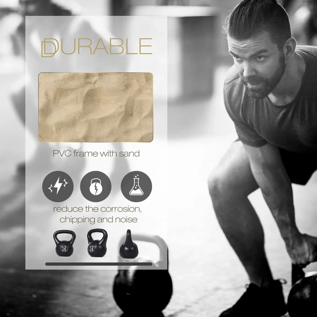 Alt view image 4 of 7 - 26lb Fitness Kettlebell, Plastic Exercise Weight with Sand and Handle