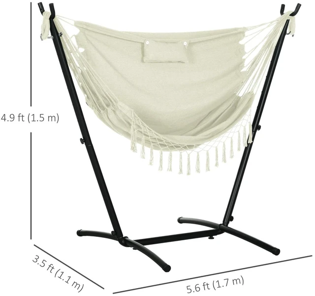 Alt view image 7 of 7 - Hammock Chair w/ Stand, Hammock Swing w/ Side Pocket, Headrest