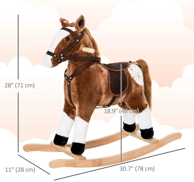 Alt view image 6 of 7 - Kid Plush Rocking Horse Ride-on Baby Girl Toy Pony w/ Realistic Sound Brown