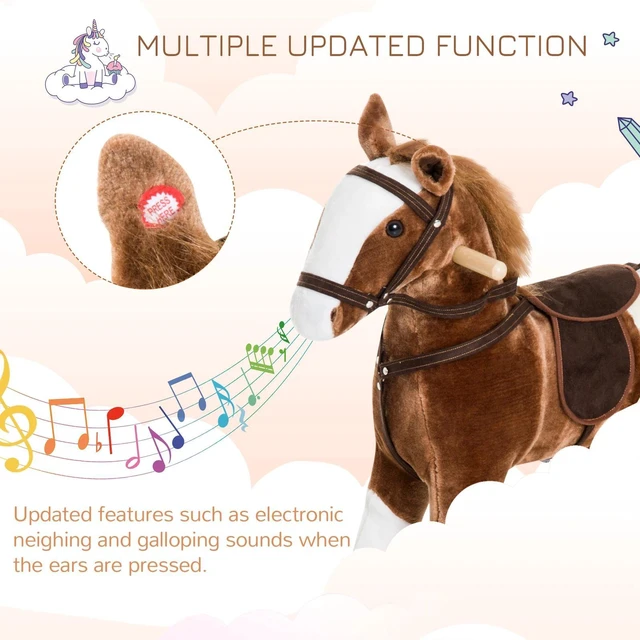 Alt view image 2 of 7 - Kid Plush Rocking Horse Ride-on Baby Girl Toy Pony w/ Realistic Sound Brown