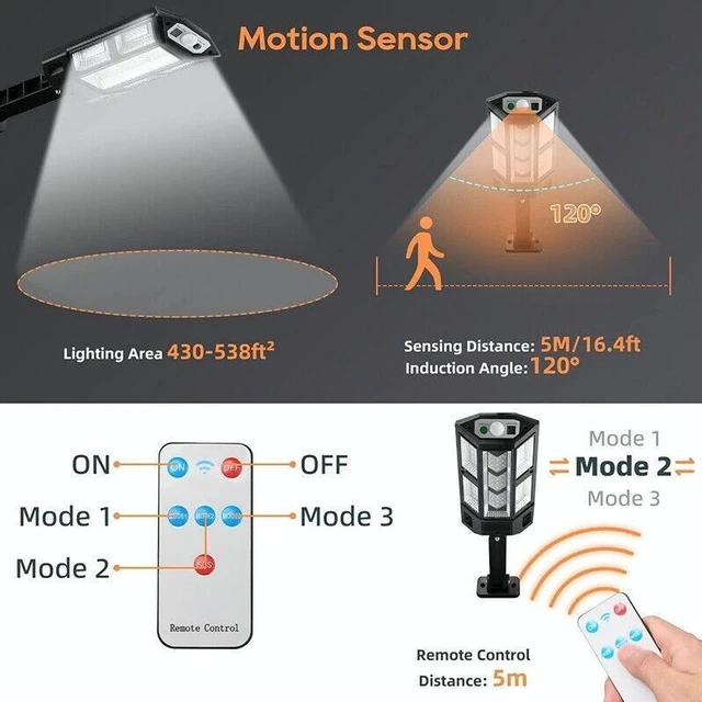 Alt view image 6 of 7 - 4x 99000000LM LED Solar Wall Light Commercial Dusk-Dawn Outdoor Road Street Lamp