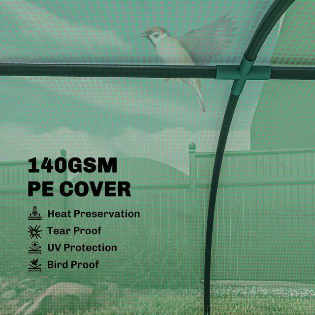Alt view image 4 of 7 - PE Mini Greenhouse, 3 M Portable Tunnel Green House with 5 Mesh Windows
