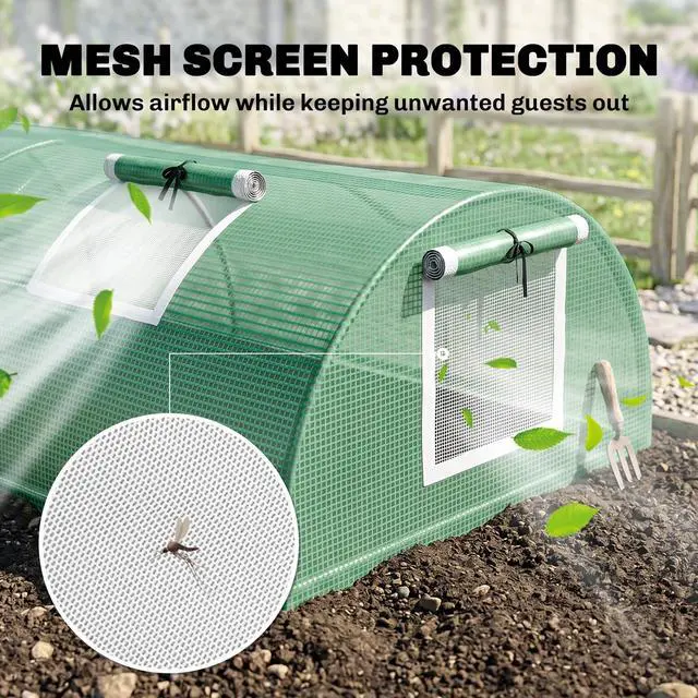 Alt view image 2 of 7 - PE Mini Greenhouse, 3 M Portable Tunnel Green House with 5 Mesh Windows