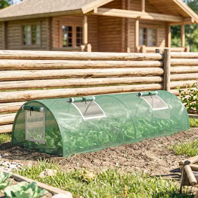 Alt view image 7 of 7 - PE Mini Greenhouse, 3 M Portable Tunnel Green House with 5 Mesh Windows