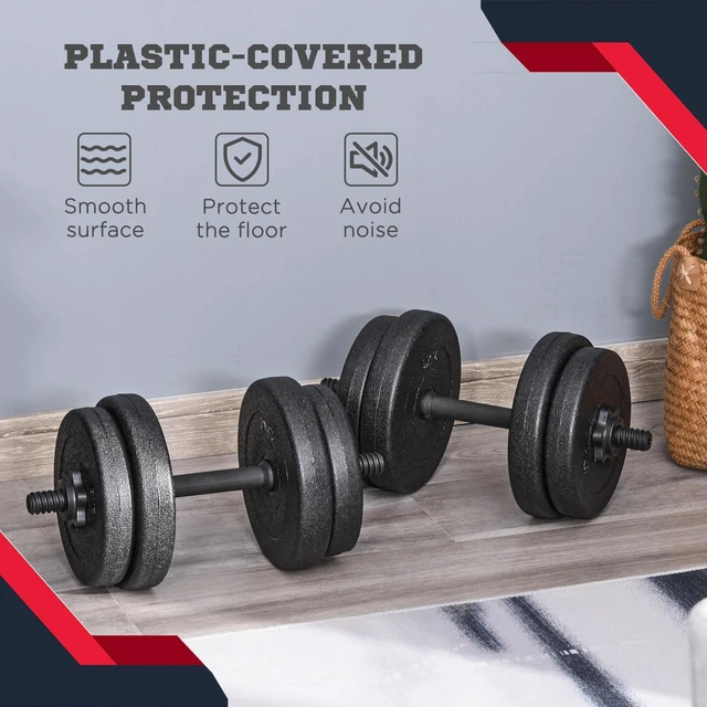 Alt view image 2 of 7 - Soozier 2 x 22lbs Adjustable Dumbbell Set Pair Dumb Bell Weight Fitness