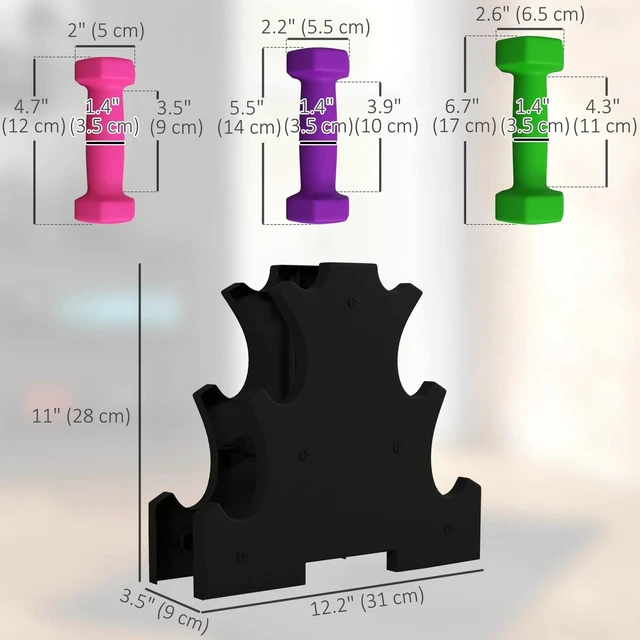 Alt view image 3 of 7 - Hex Dumbbells Set with Stand, 2 x 2lbs, 2 x 3lbs, 2 x 5lbs