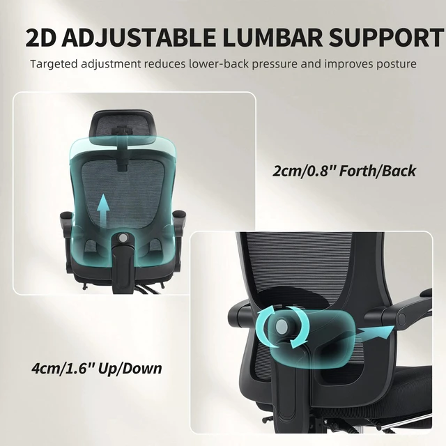 Alt view image 4 of 7 - Ergonomic Office Chair, High Back Mesh Computer Desk Chair, Black