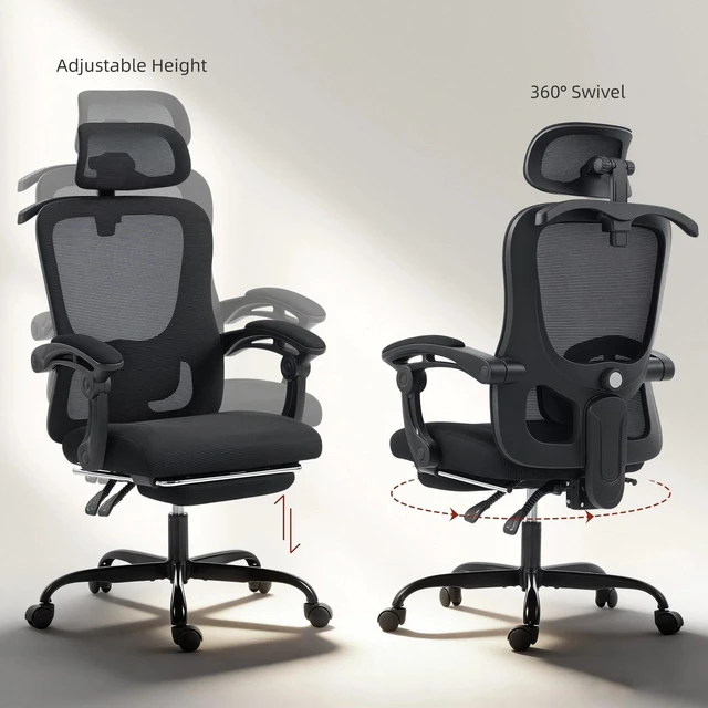 Alt view image 2 of 7 - Ergonomic Office Chair, High Back Mesh Computer Desk Chair, Black