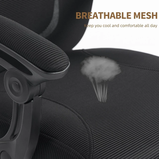 Alt view image 7 of 7 - Ergonomic Office Chair, High Back Mesh Computer Desk Chair, Black
