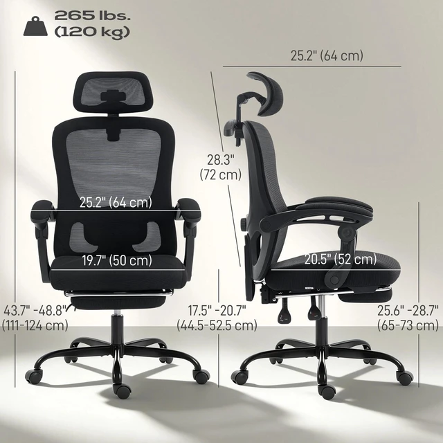 Alt view image 6 of 7 - Ergonomic Office Chair, High Back Mesh Computer Desk Chair, Black