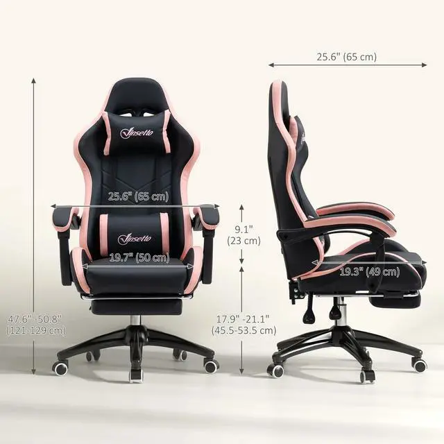 Alt view image 4 of 7 - Racing Gaming Chair Reclining PU Leather Computer Chair with Headrest, Black