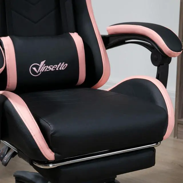Alt view image 7 of 7 - Racing Gaming Chair Reclining PU Leather Computer Chair with Headrest, Black