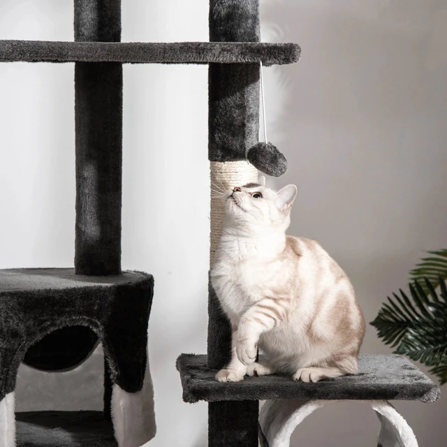 Alt view image 3 of 7 - 94"-102" Huge Cat Tree Ceiling High Cat Tower Multilevel Playhouse