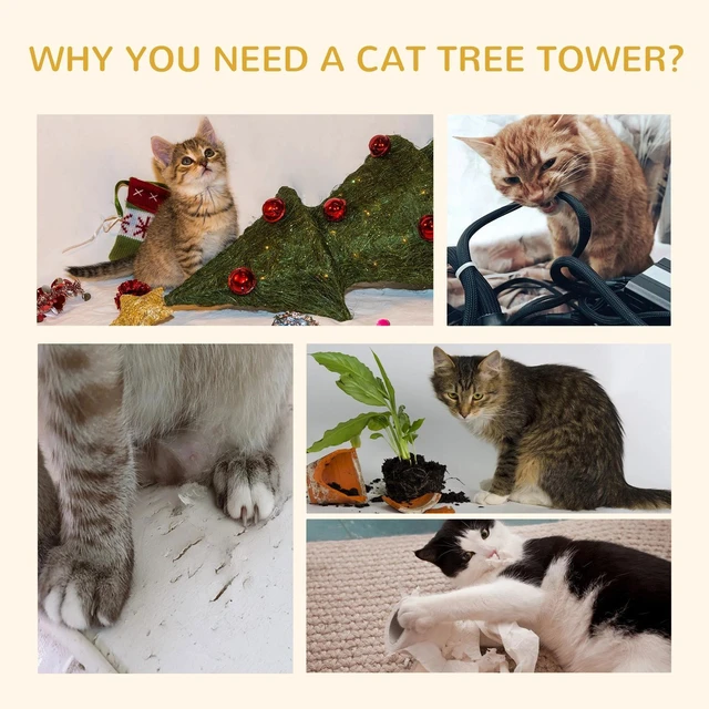Alt view image 7 of 7 - 94"-102" Huge Cat Tree Ceiling High Cat Tower Multilevel Playhouse
