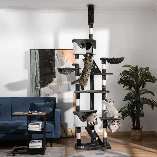 Main image of 94"-102" Huge Cat Tree Ceiling High Cat Tower Multilevel Playhouse