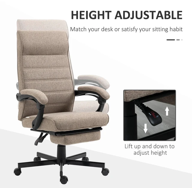 Alt view image 5 of 7 - Home Office Chair High-Back Reclining Chair for Bedroom Study Living Room Brown