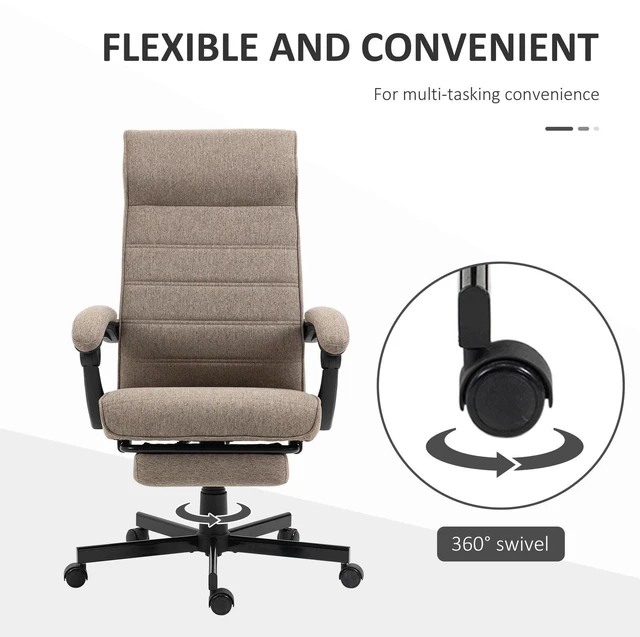 Alt view image 3 of 7 - Home Office Chair High-Back Reclining Chair for Bedroom Study Living Room Brown