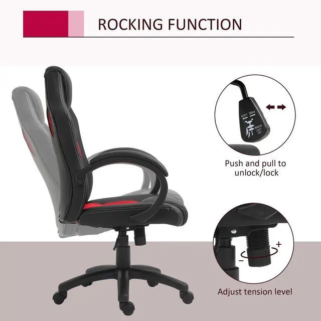 Alt view image 5 of 7 - Office Chair Racecar Style Gaming High Back Executive Adjustable Swivel Seat