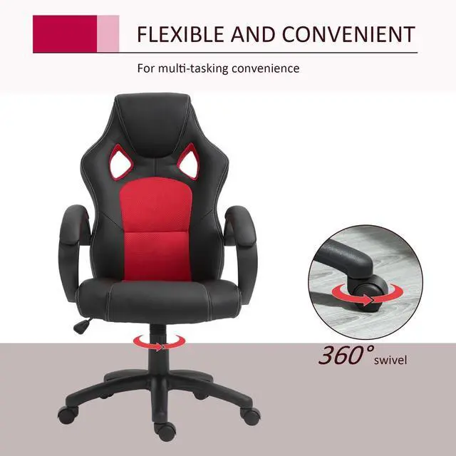 Alt view image 2 of 7 - Office Chair Racecar Style Gaming High Back Executive Adjustable Swivel Seat