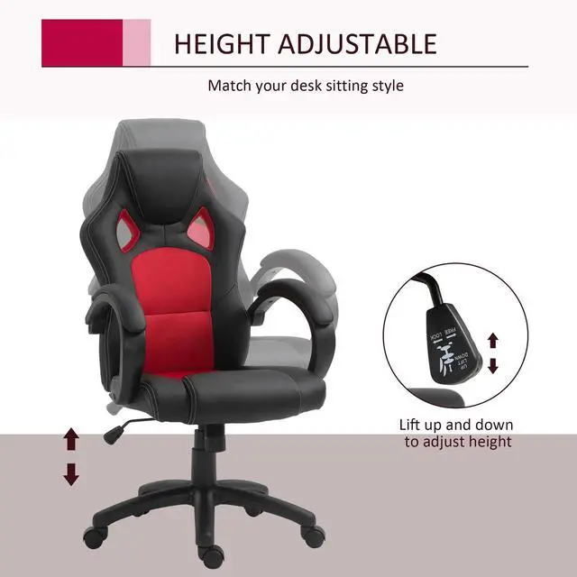Alt view image 6 of 7 - Office Chair Racecar Style Gaming High Back Executive Adjustable Swivel Seat