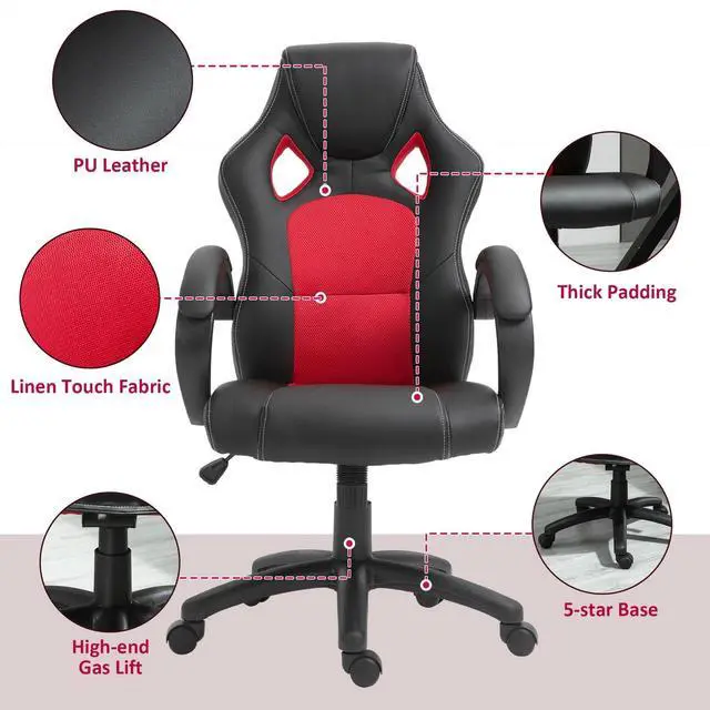 Alt view image 3 of 7 - Office Chair Racecar Style Gaming High Back Executive Adjustable Swivel Seat