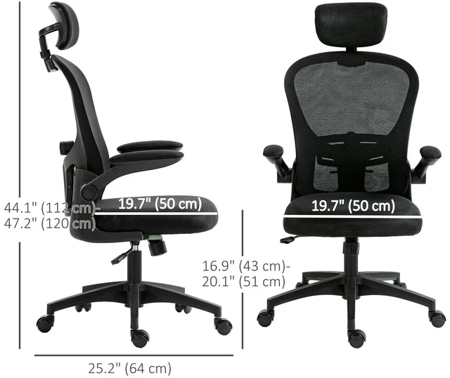 Alt view image 6 of 7 - Office Chair with Headrest, 4D Lumbar Support, Black