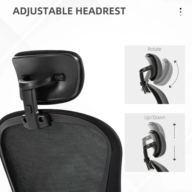 Alt view image 5 of 7 - Office Chair with Headrest, 4D Lumbar Support, Black