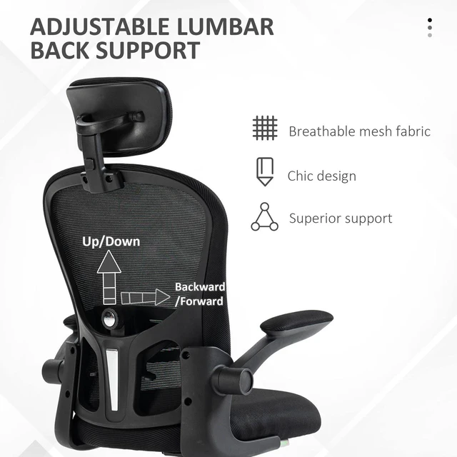 Alt view image 2 of 7 - Office Chair with Headrest, 4D Lumbar Support, Black