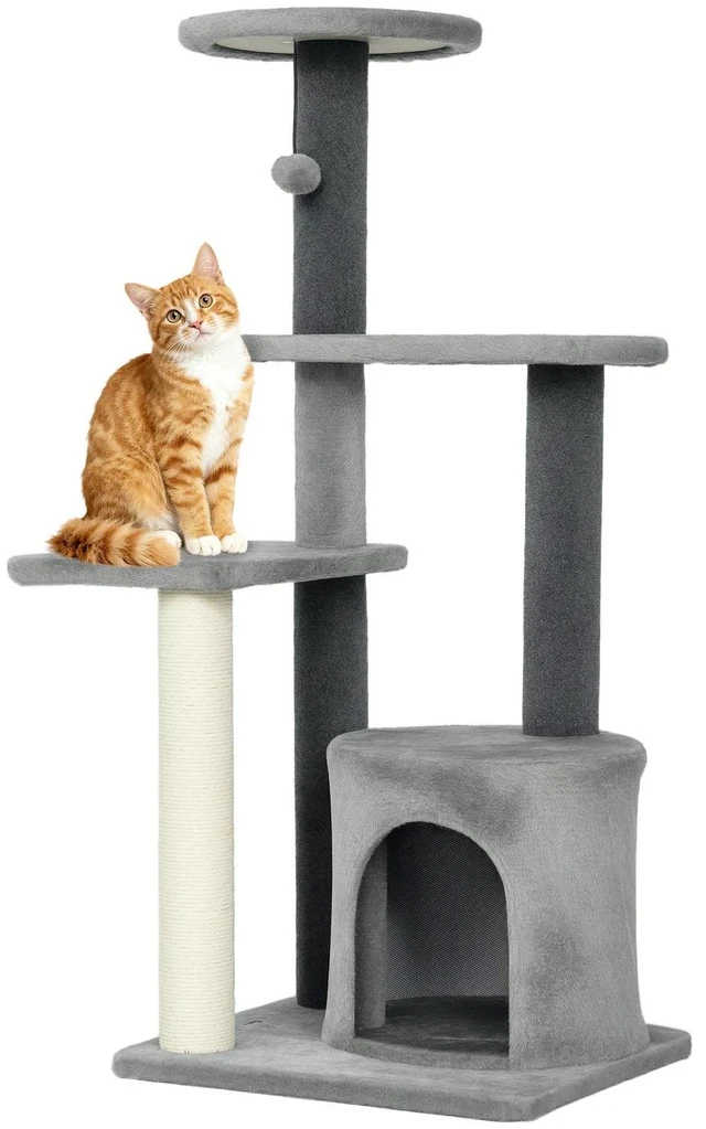 Main image of PawHut Cat Tree for Adults Multi-Level Cat Tower Grey Large 41"H