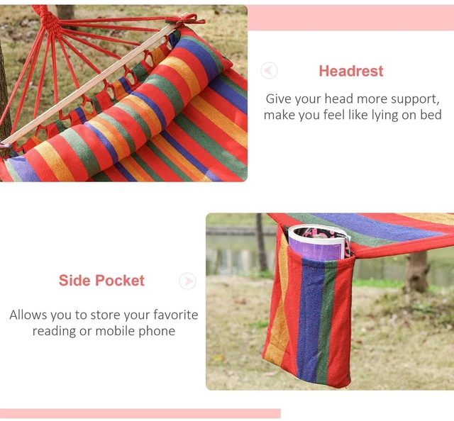 Alt view image 3 of 7 - Cotton Hammock Soft Portable Swing Chair w/ Headrest