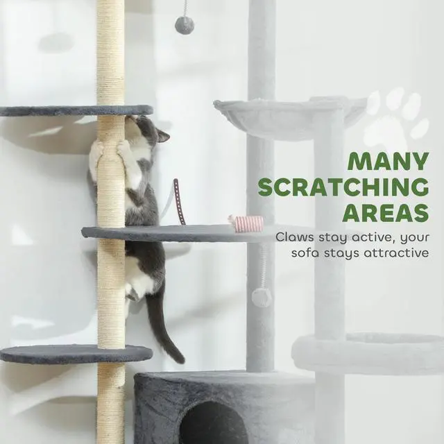 Alt view image 7 of 7 - PawHut 79 Inch Extra Tall Cat Tree Large Cat Tower for Indoor Cats