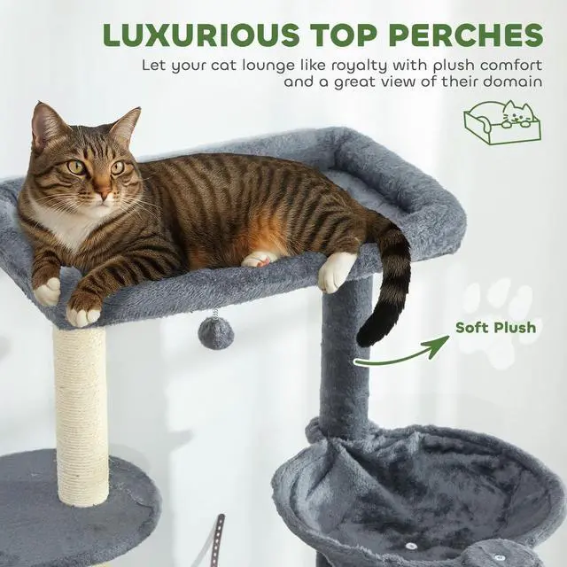 Alt view image 2 of 7 - PawHut 79 Inch Extra Tall Cat Tree Large Cat Tower for Indoor Cats