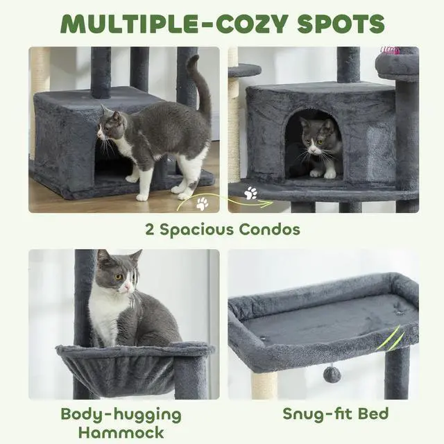 Alt view image 4 of 7 - PawHut 79 Inch Extra Tall Cat Tree Large Cat Tower for Indoor Cats