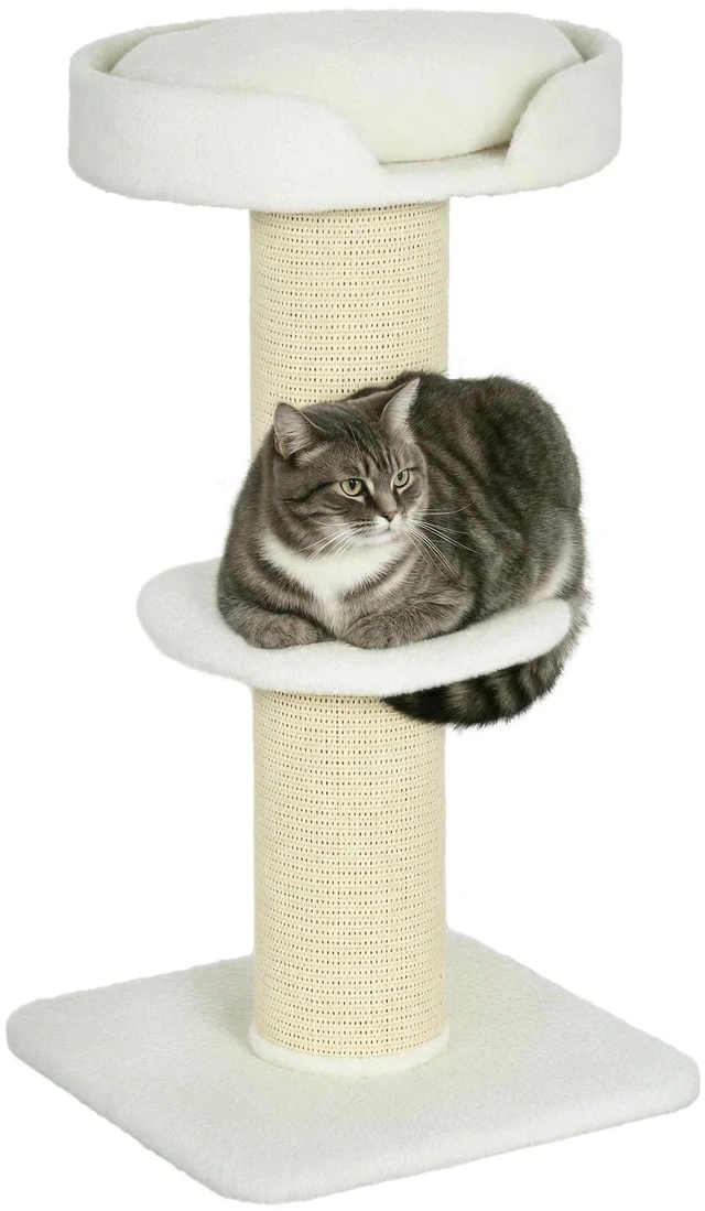 Main image of Cat Tree with Sisal Mat Scratching Post Cat Bed Cushion, Cream White