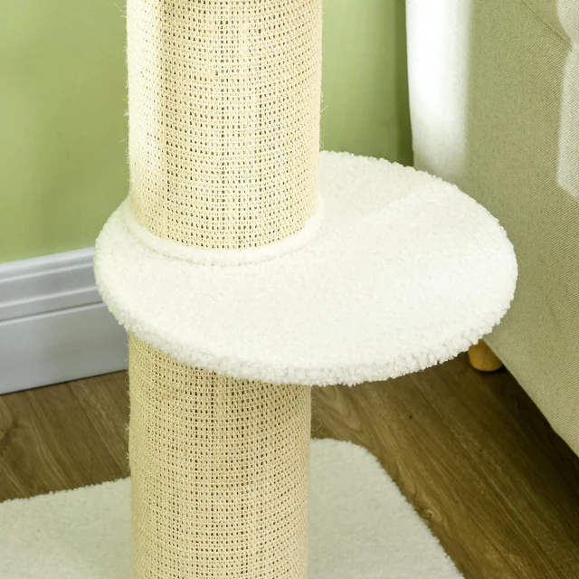 Alt view image 7 of 7 - Cat Tree with Sisal Mat Scratching Post Cat Bed Cushion, Cream White