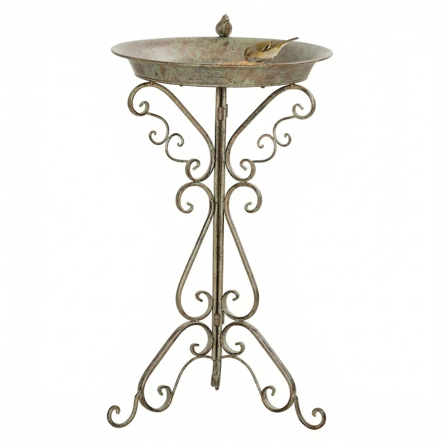Main image of Bird Bath with Bird Statue, Vintage Garden BirdBath