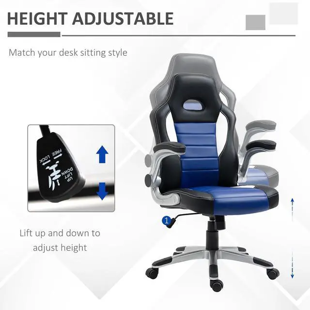 Alt view image 5 of 7 - Office Chair Racecar Style Gaming High Back Executive Adjustable Swivel Seat