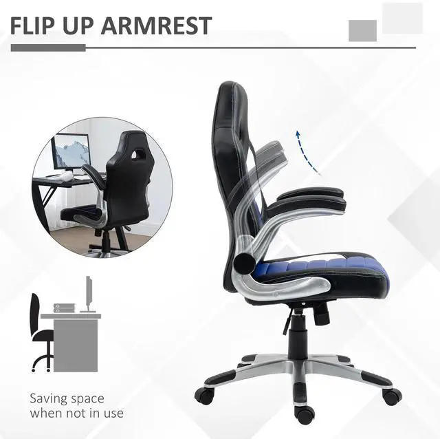 Alt view image 2 of 7 - Office Chair Racecar Style Gaming High Back Executive Adjustable Swivel Seat
