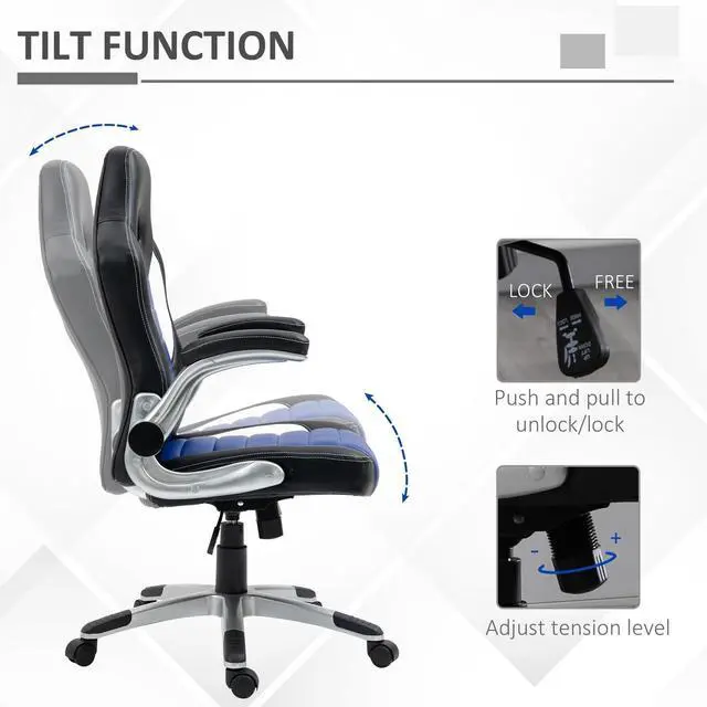 Alt view image 4 of 7 - Office Chair Racecar Style Gaming High Back Executive Adjustable Swivel Seat