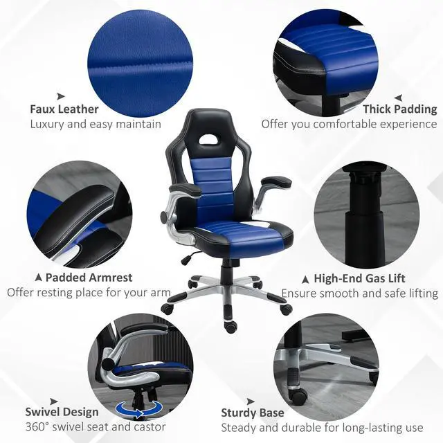 Alt view image 6 of 7 - Office Chair Racecar Style Gaming High Back Executive Adjustable Swivel Seat