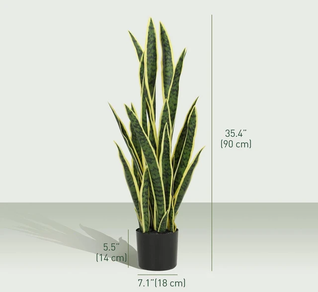 Alt view image 7 of 7 - Artificial Snake Plant with 21 Leaves, Artificial Tree, Green