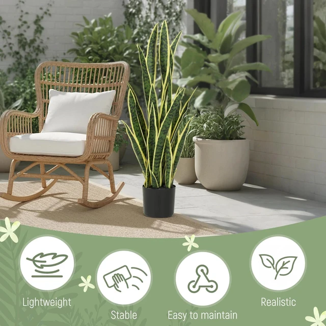 Alt view image 4 of 7 - Artificial Snake Plant with 21 Leaves, Artificial Tree, Green