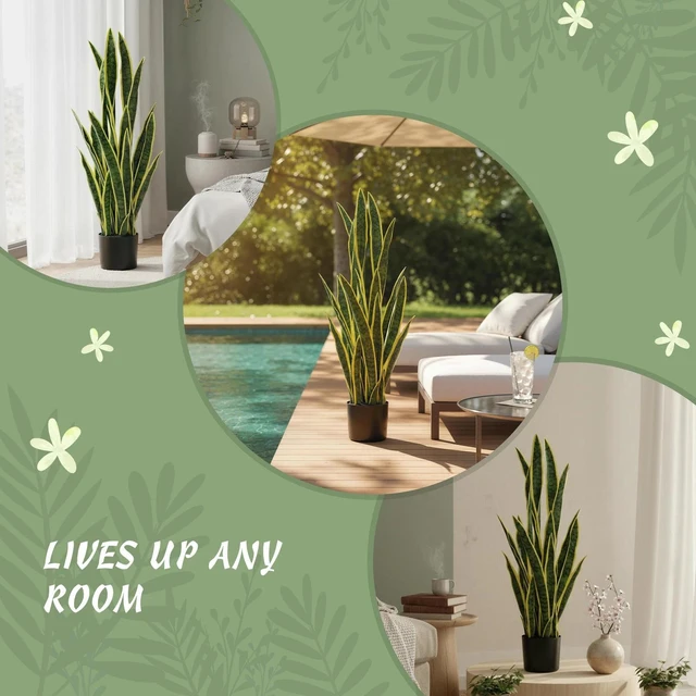 Alt view image 3 of 7 - Artificial Snake Plant with 21 Leaves, Artificial Tree, Green