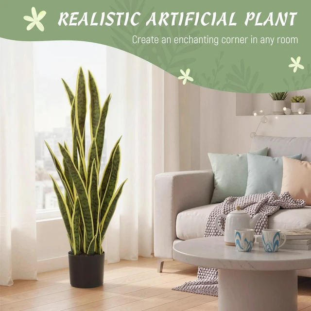 Alt view image 5 of 7 - Artificial Snake Plant with 21 Leaves, Artificial Tree, Green