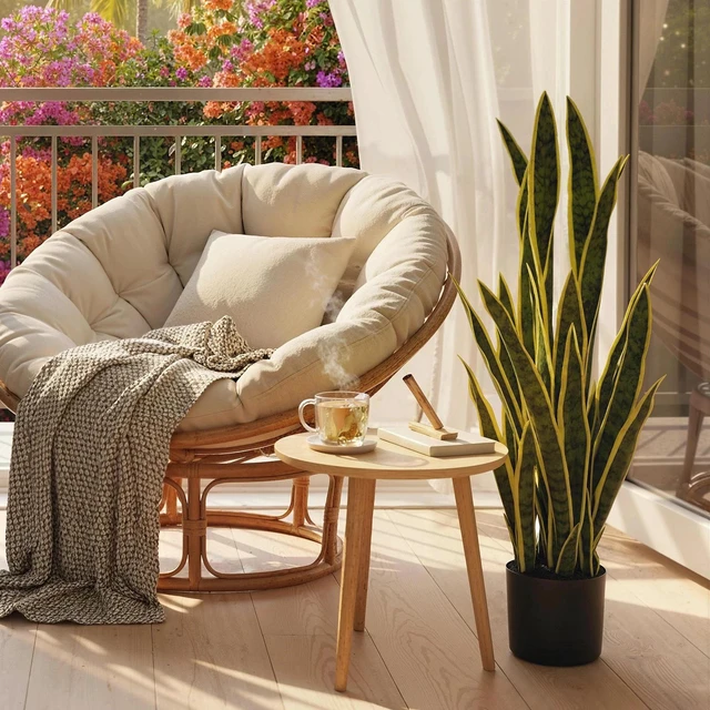 Alt view image 6 of 7 - Artificial Snake Plant with 21 Leaves, Artificial Tree, Green