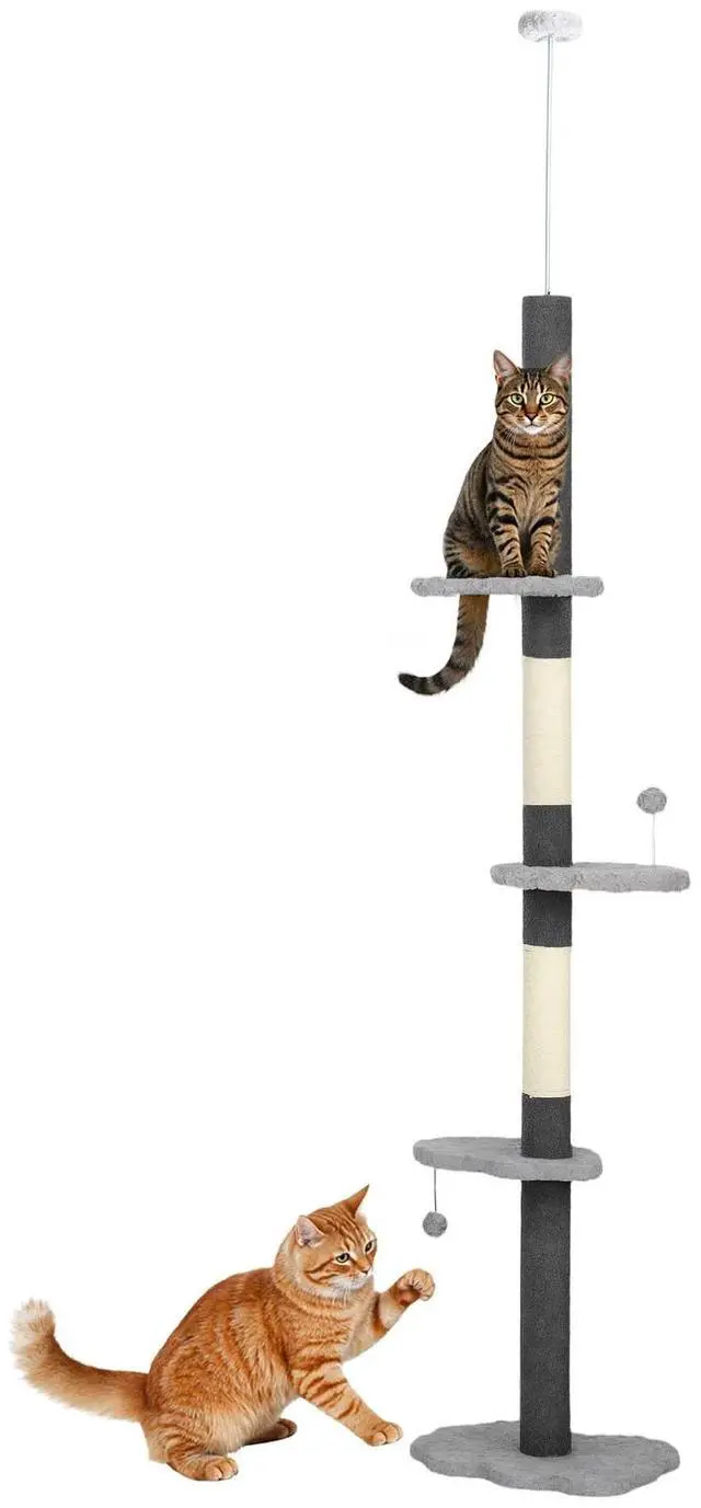 Main image of 8.4' Floor to Ceiling Cat Tree, Adjustable Height, Cloud Shape White
