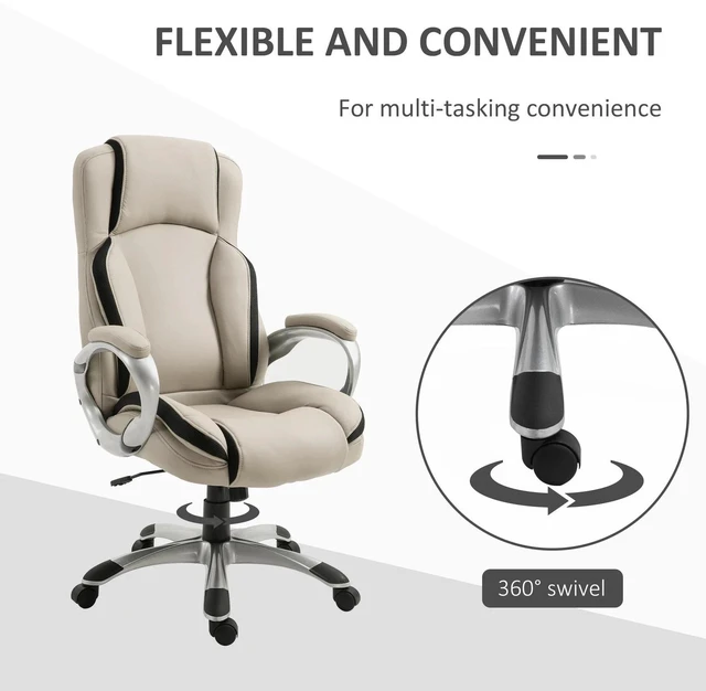 Alt view image 7 of 7 - Office Chair PU Leather Executive on Wheels Task Computer Swivel Ergonomic