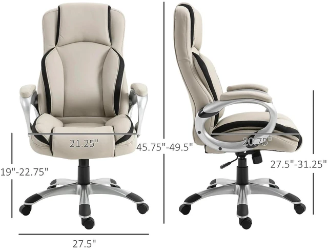 Alt view image 2 of 7 - Office Chair PU Leather Executive on Wheels Task Computer Swivel Ergonomic