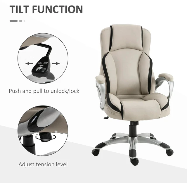 Alt view image 4 of 7 - Office Chair PU Leather Executive on Wheels Task Computer Swivel Ergonomic