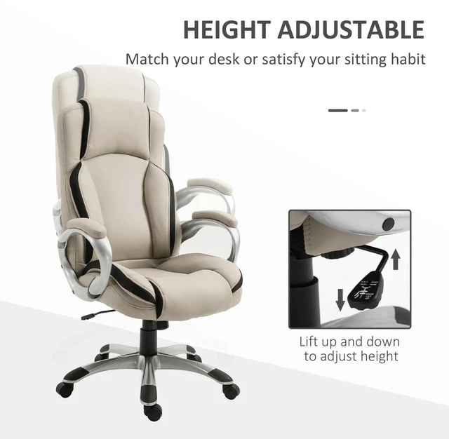 Alt view image 6 of 7 - Office Chair PU Leather Executive on Wheels Task Computer Swivel Ergonomic